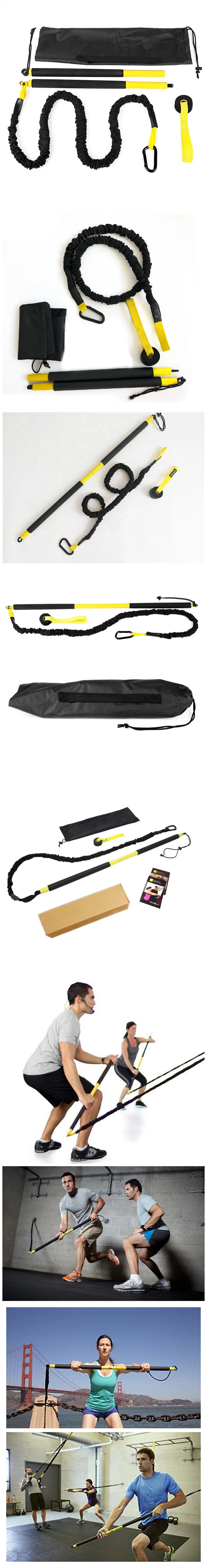 Gym Rip Trainer Sports Suspension Trainer Yoga Portable Pilates Bar Set Kit Rip Multi-Functional Elastic Training Bar